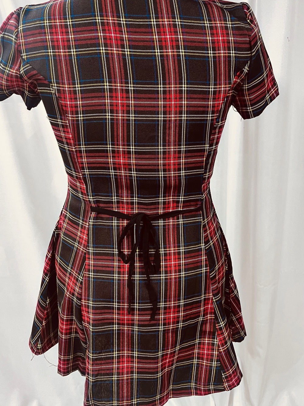 Current Mood Red and Black Plaid Fit-and-Flare Button Dress - Picture 2 of 12